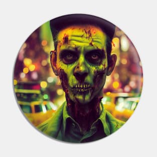 Zombie Taxi Driver Portrait Pin