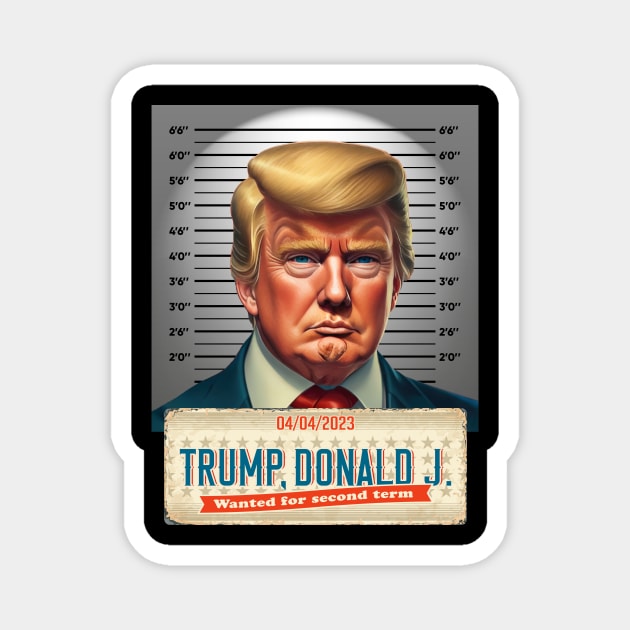 Donald Trump Mugshot Wanted for Second Term 04/04/2023 Magnet by ByVili