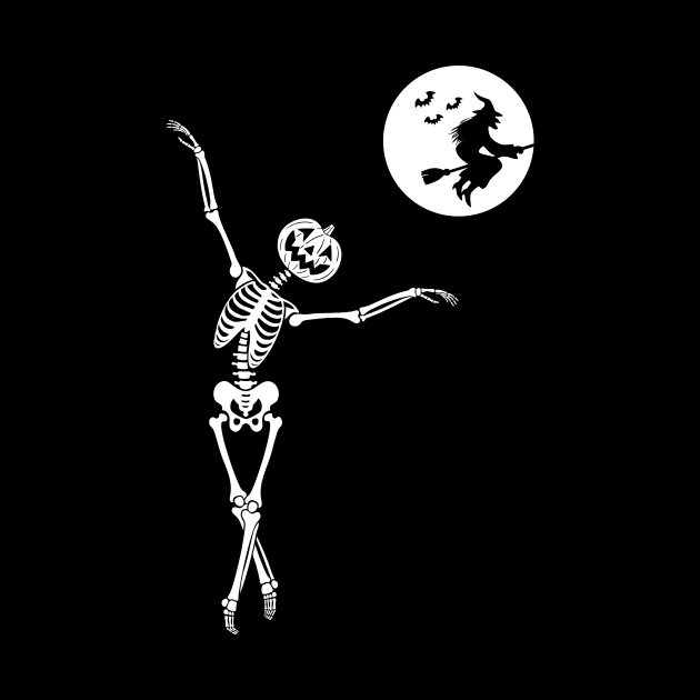 Halloween Skull For Women Dancing Skeleton T-Shirt by drag is art