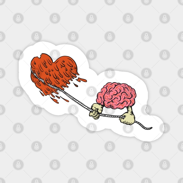 BRAIN VS HEART Magnet by THEIDEASTUDIO