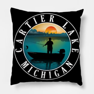 Cartier Lake Fishing Michigan Sunset Pillow