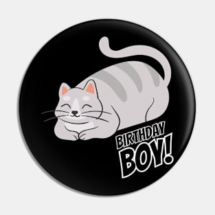 Birthday boy Tshirt with cute cat Pin