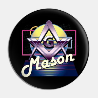 80's Retro Mason Square & Compass Masonic Freemason Pin