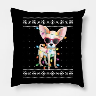 chihuahua christmas lights Pillow