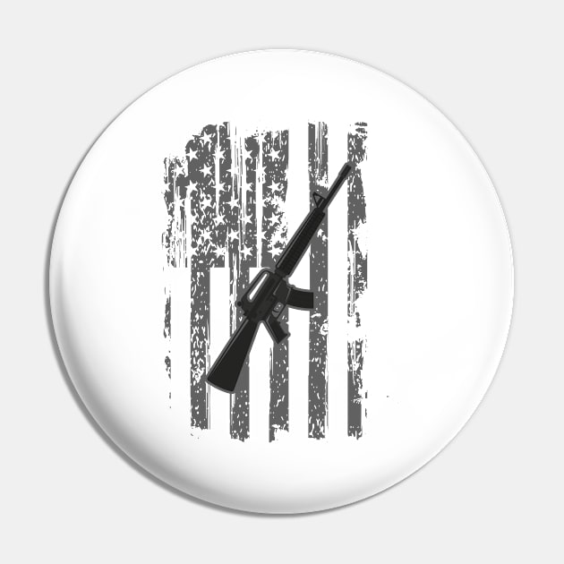 USA American Flag Military Rifle Patriotic Pin by BUBLTEES