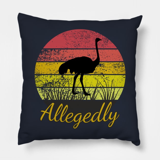 Allegedly Ostrich Vintage Sunset Pillow by Mas Design