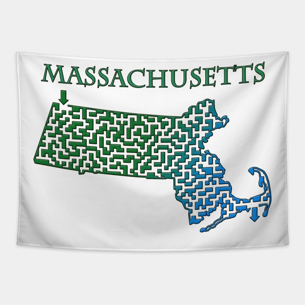 State of Massachusetts Colorful Maze Tapestry by gorff