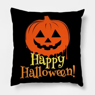 Funny Happy Halloween Dripping Pumpkin Pillow