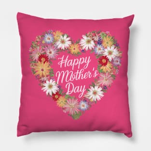 Floral Heart Happy Mother's Day Pillow