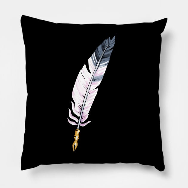 Pastel Quill on Black Pillow by Ellen Wilberg