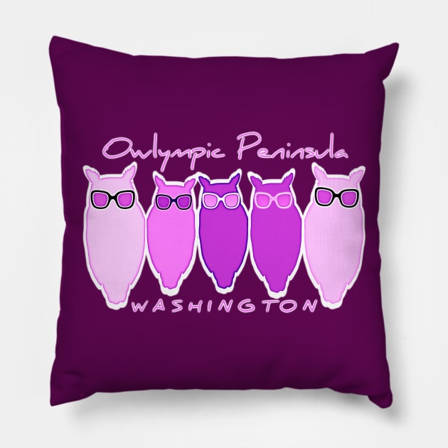 Purple Owls Washington State PNW Pillow by TheDaintyTaurus