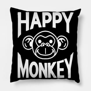 Happy Monkey BLK Pillow