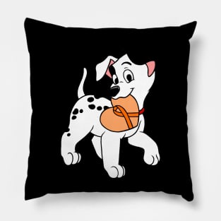 Dalmatian with orange Awareness ribbon Pillow