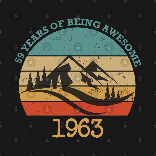 Funny Birthday 59 Years Of Being Awesome 1963 Vintage retro by foxredb