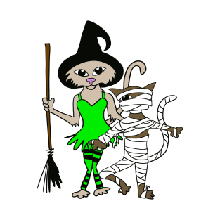 Halloween cats witch and mummy T-Shirt