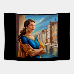 una mujer tranquila Tapestry