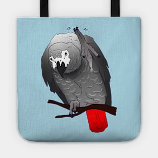 African Grey Parrot Perching Waving on a Branch Tote