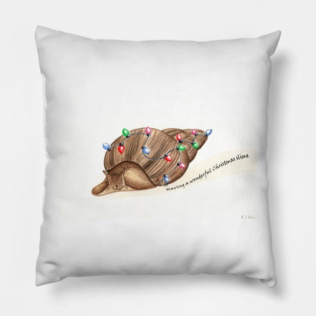 Giant African Land Snail Christmas Pillow by WolfySilver
