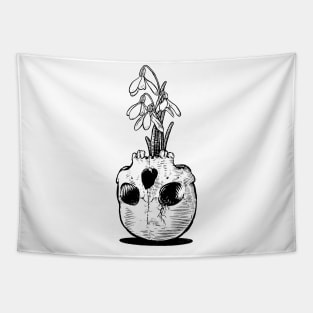 Snowdrops and a skull Tapestry