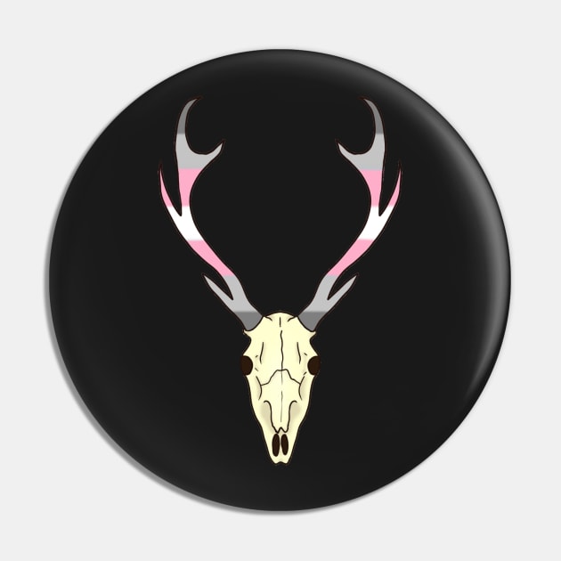 Demigirl Pride Deer Skull Pin by whizz0
