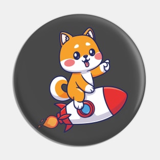 Cute Kawaii Fox on Rocket Pin