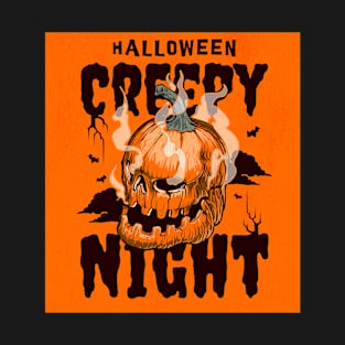 Halloween Creepy Night, Pumpkin Halloween, Creepy Halloween Costume, Spooky T-Shirt