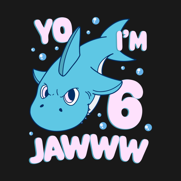 Cute Shark 6th Birthday Kids by Foxxy Merch