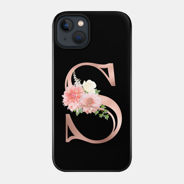 Monogram Rose Gold Letter S Blush Pink Flowers - S - Phone Case