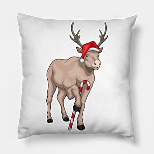 Reindeer Christmas Candy cane Pillow