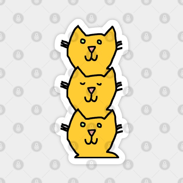 Minimal Yellow Cat Stack Magnet by ellenhenryart