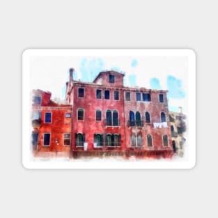 Laundry Day at the Red House, Venice, Italy Magnet