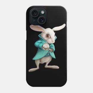 White rabbit with clock Phone Case