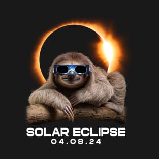 Solar Siesta: Sloth Enjoying the Eclipse Spectacle T-Shirt Design T-Shirt