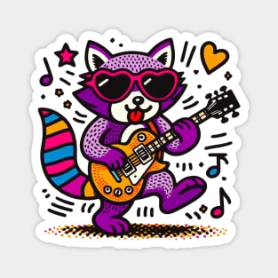 Rockin' Raccoon - Keith Haring inspired design Magnet