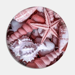 Pink Seashells Starfish Beach Surf Caribbean Pin