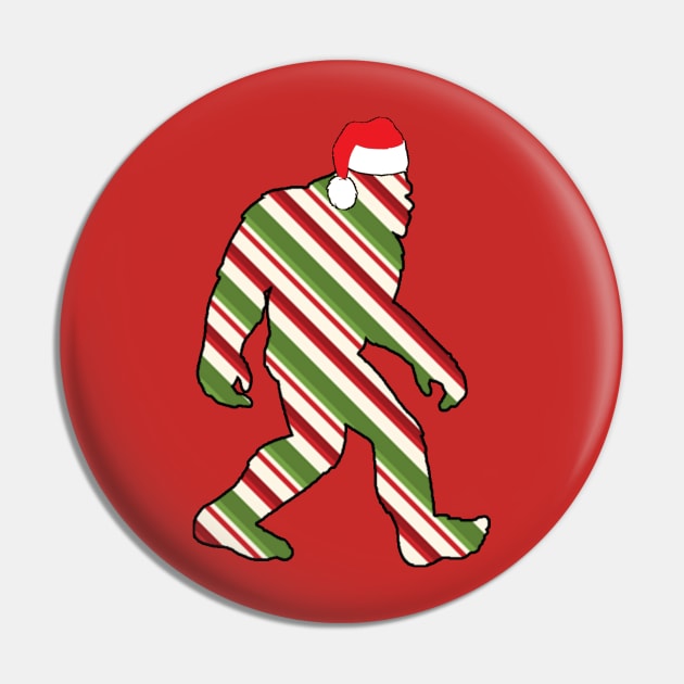 Christmas Bigfoot - Candy Stripe Pin by  The best hard hat stickers 