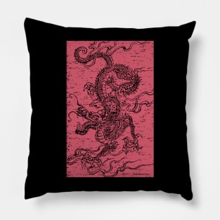 Vintage Japanese Asian Dragon Aesthetic Pillow