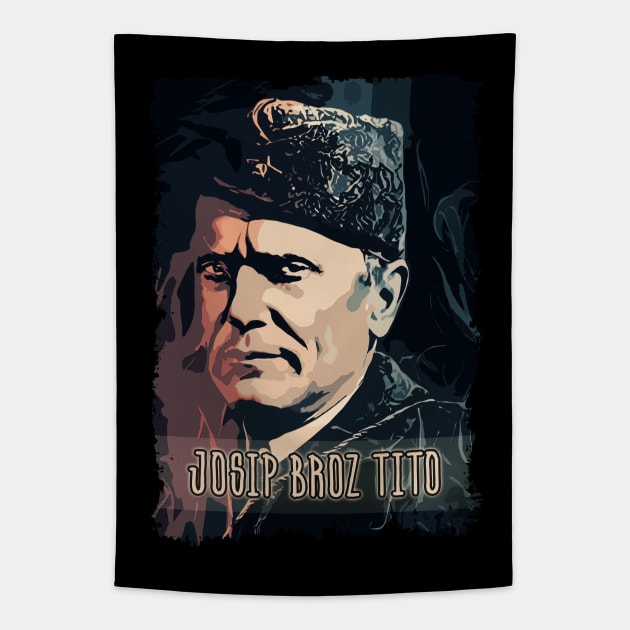 Josip Broz Tito the President of Yugoslavia SFRJ Abstract Color illustration Tapestry by Naumovski