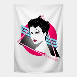 Nagel-style Synthwave Portrait Tapestry