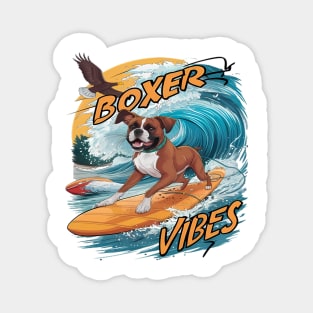 Majestic Boxer Surfer Conquering Waves Magnet