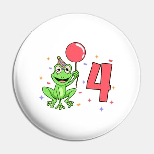 I am 4 with frog - kids birthday 4 years old Pin