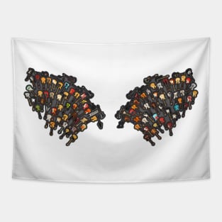 Black Demon Guitar Wings with Feathers Up Tapestry