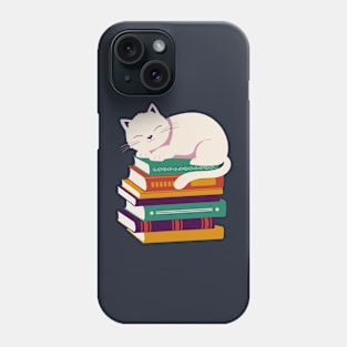 cat sleeping on the book Phone Case