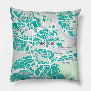 Stockholm light blue map Pillow