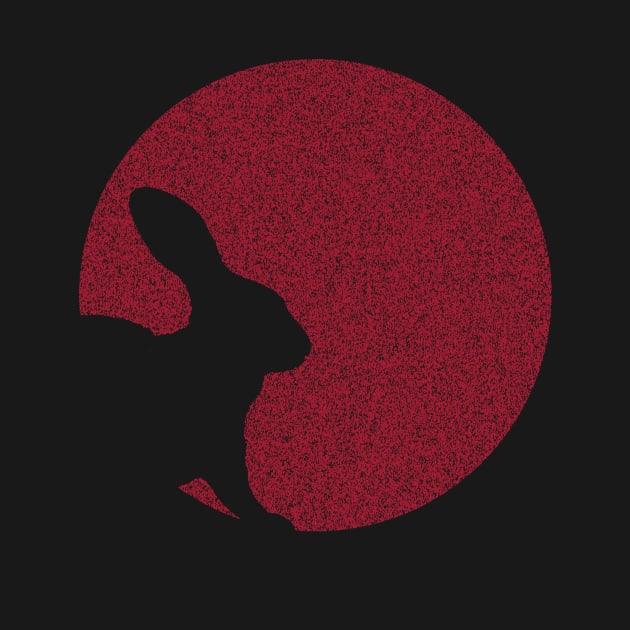 Distressed Minimalistic Red Sun Bunny Silhouette by pelagio