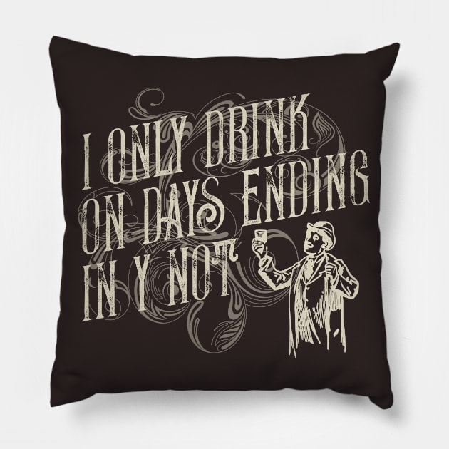 Day Drinking Gift "I Only Drink on Days Ending in Y Not" Pillow by SeaLAD