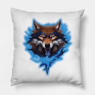 lightning wolf Head Pillow