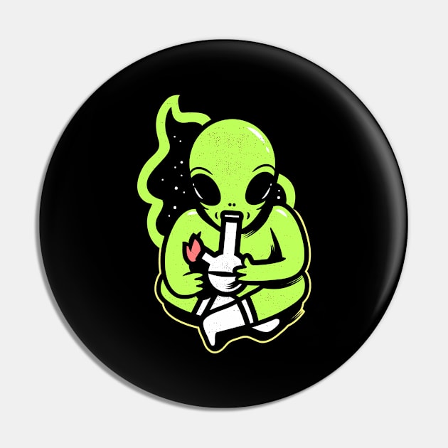 Smoking Alien 420 Design Pin by CANVAZSHOP