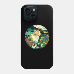 Happy Cat Filled With Flowers In The Field Colorful - Cat Lover Phone Case