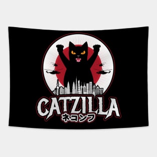 Catzilla Japanese Sunset Style Cat Kitten Lover Tapestry